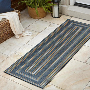 Argo Classic Nautical Mitre Stripe Reversible Machine-Washable Indoor/Outdoor Area Rug